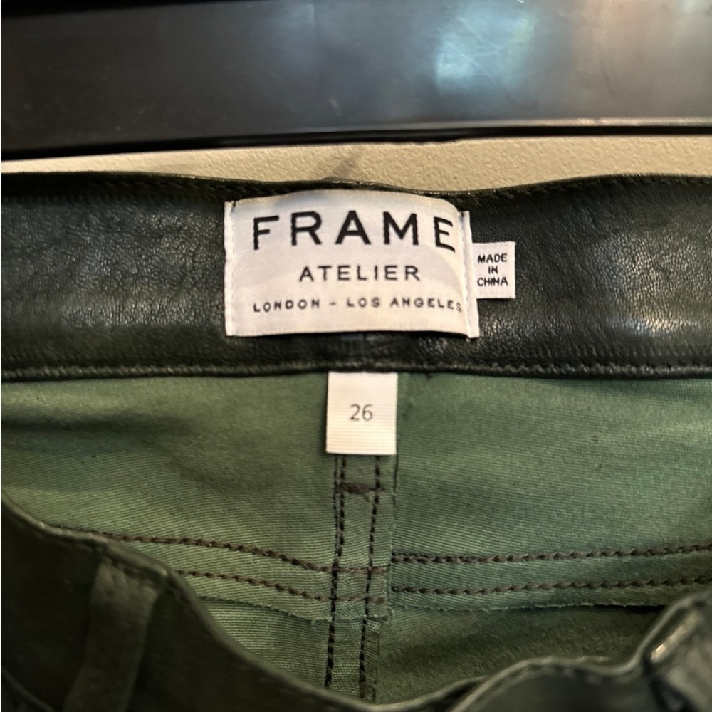 Frame Atelier Green Leather Pants